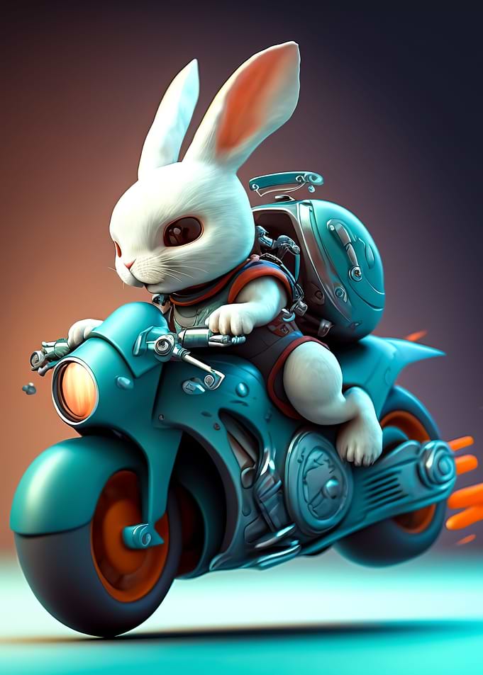 Cute Bunny Riding a bike