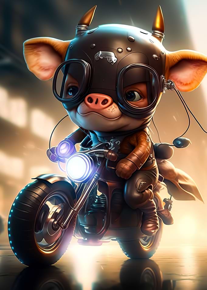 Cute Cow Riding a bike