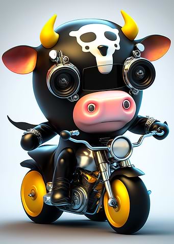 Cute Cow Riding a bike