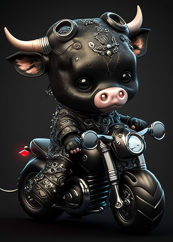 Cute Cow Riding a bike