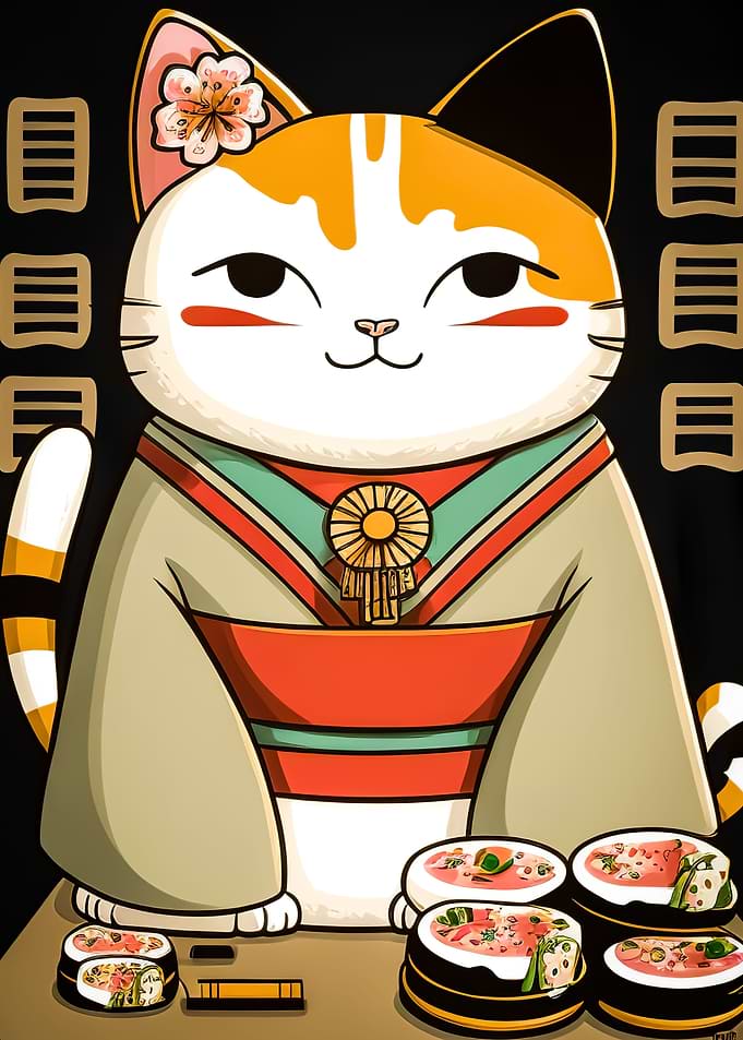 sushi cat chef japan