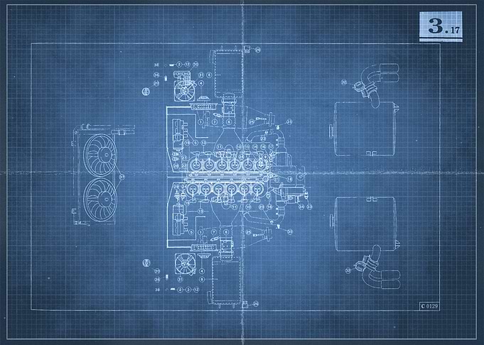 F50 Engine Top Blueprint
