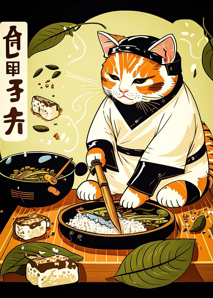 sushi cat chef japan
