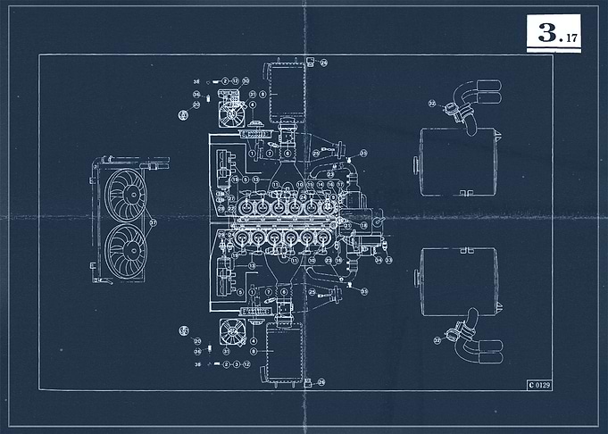 F50 Engine Top Blueprint