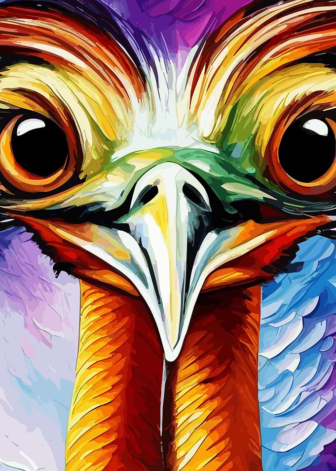 Funny Ostrich Face Art