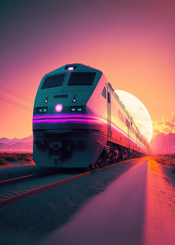 Locomotive Train Sunset