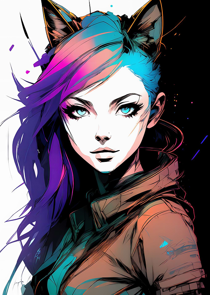 Cat girl cyber portrait ar