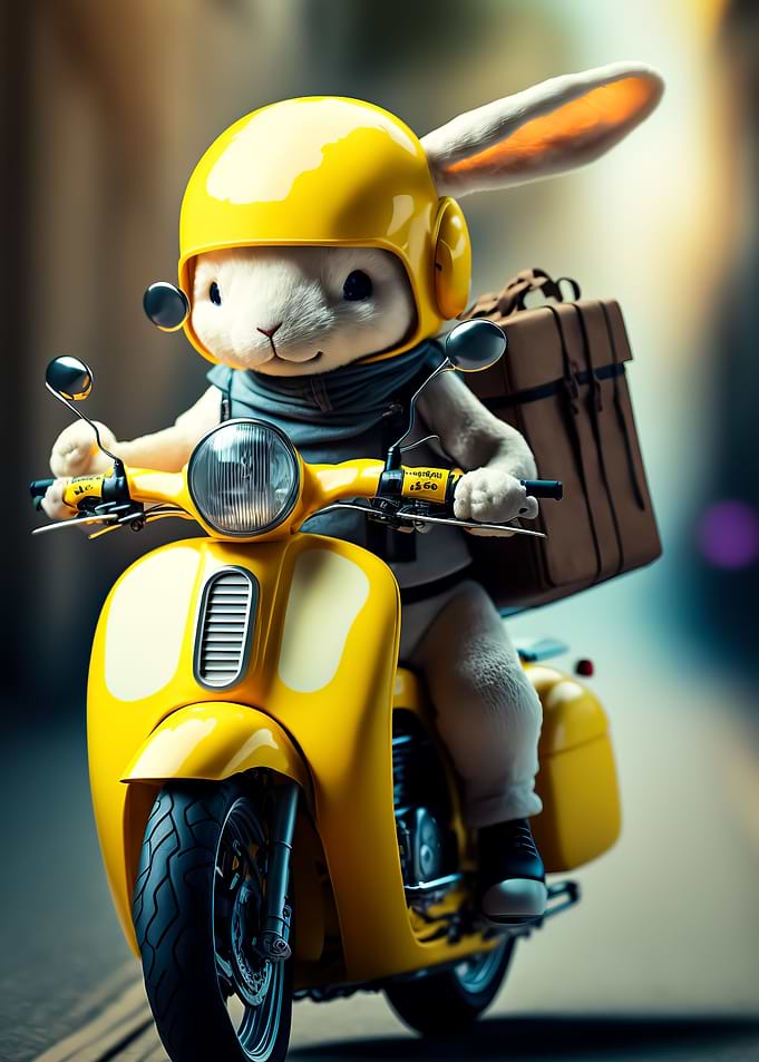 Cute Bunny Riding a bike