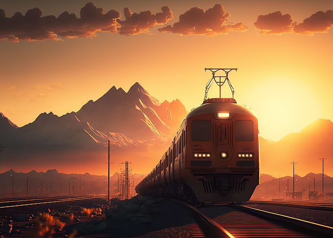 Locomotive Train Sunset