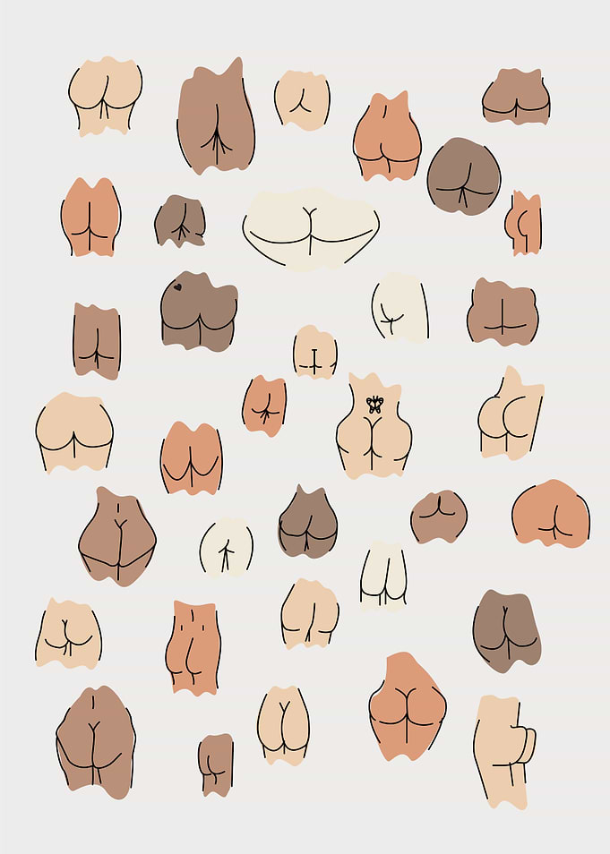 Funny butt Bathroom Art