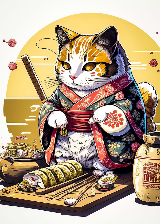 sushi cat chef japan