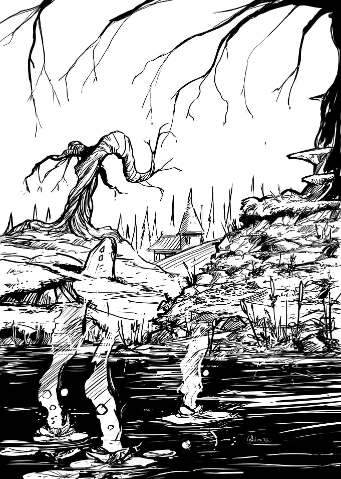 Fantasy Landscape ink