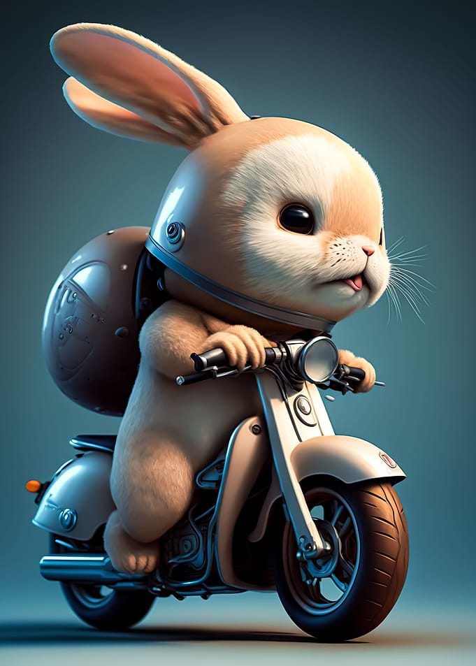 Cute Bunny Riding a bike