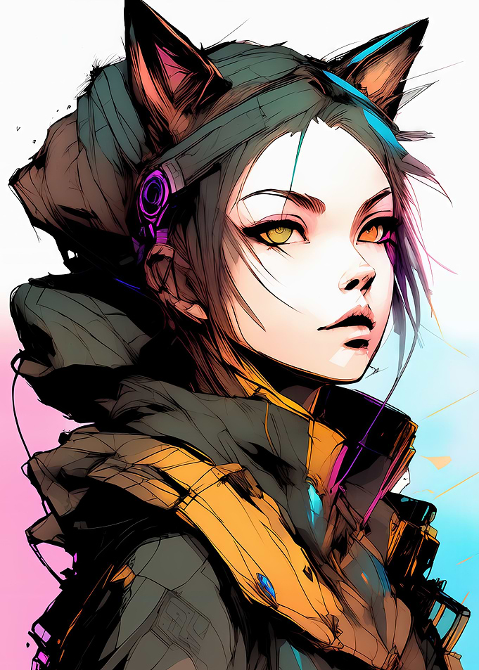 Cat girl cyber traveler