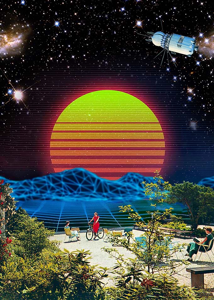 Synthwave space retro