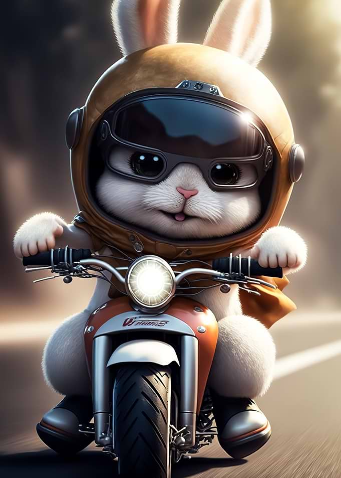 Cute Bunny Riding a bike