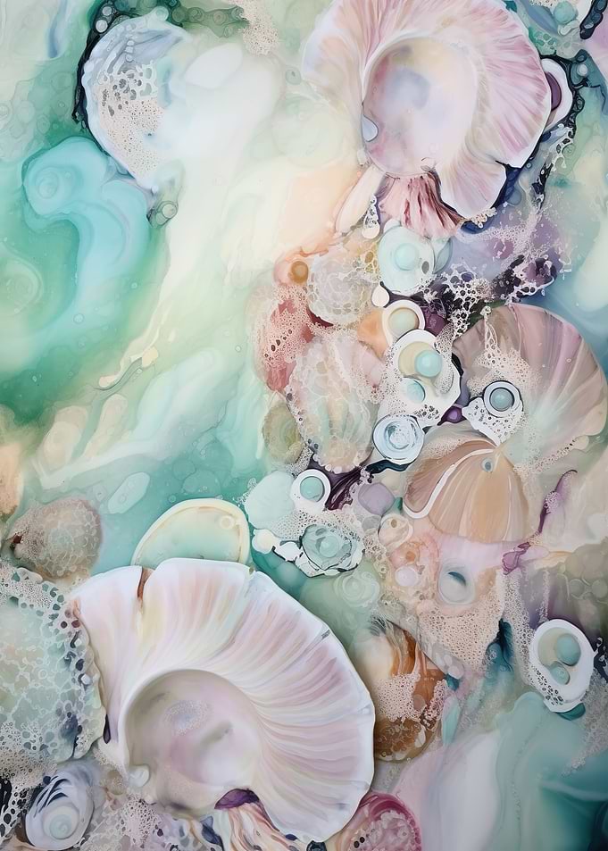 Ocean Seashells Paint Pour