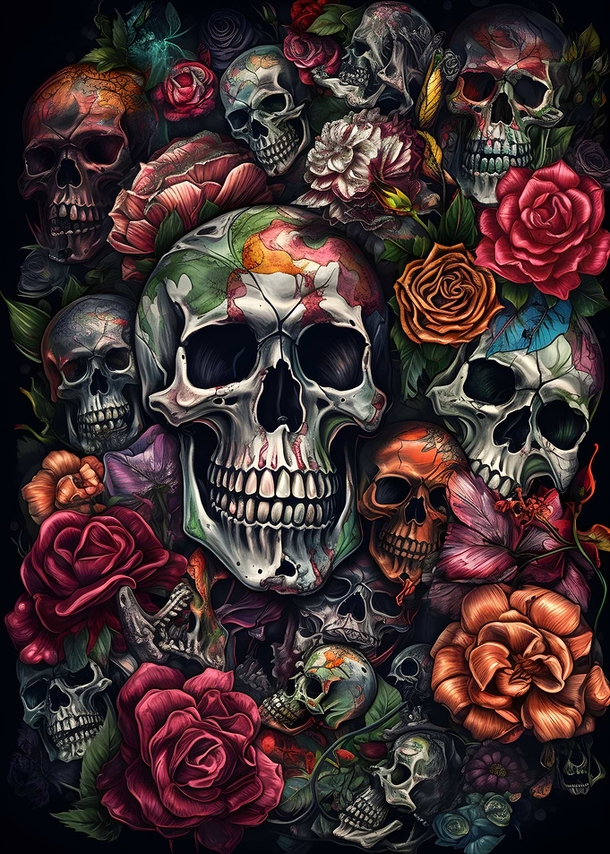 Skull and Roses Skull Rose