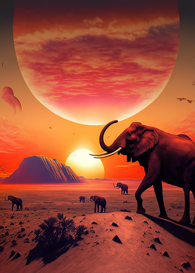 Elephant sunset