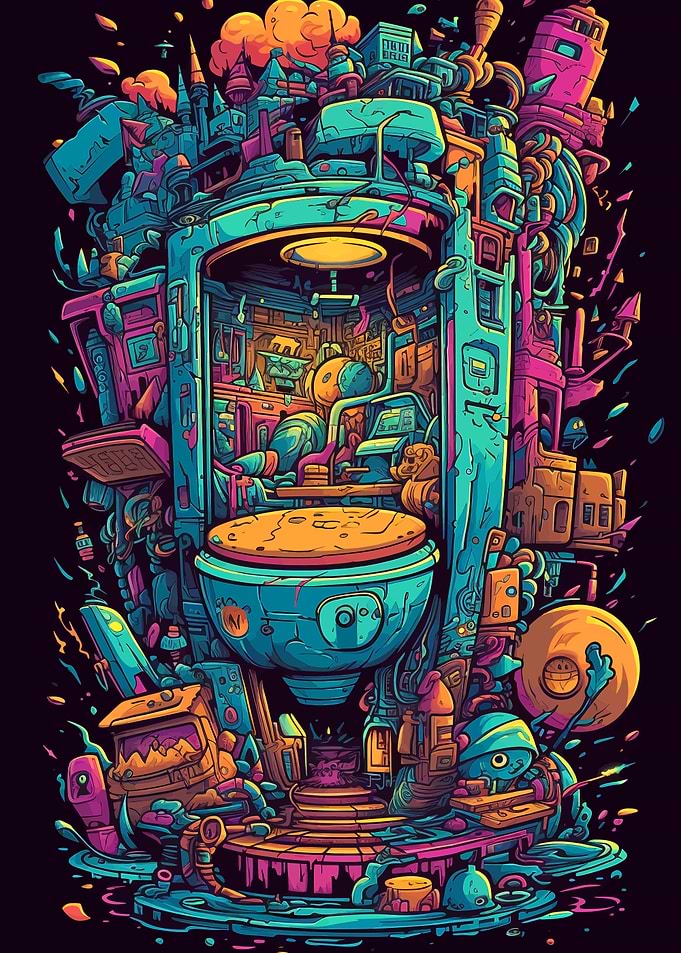 Toilet Vintage Cartoon