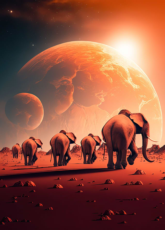 Elephant sunset