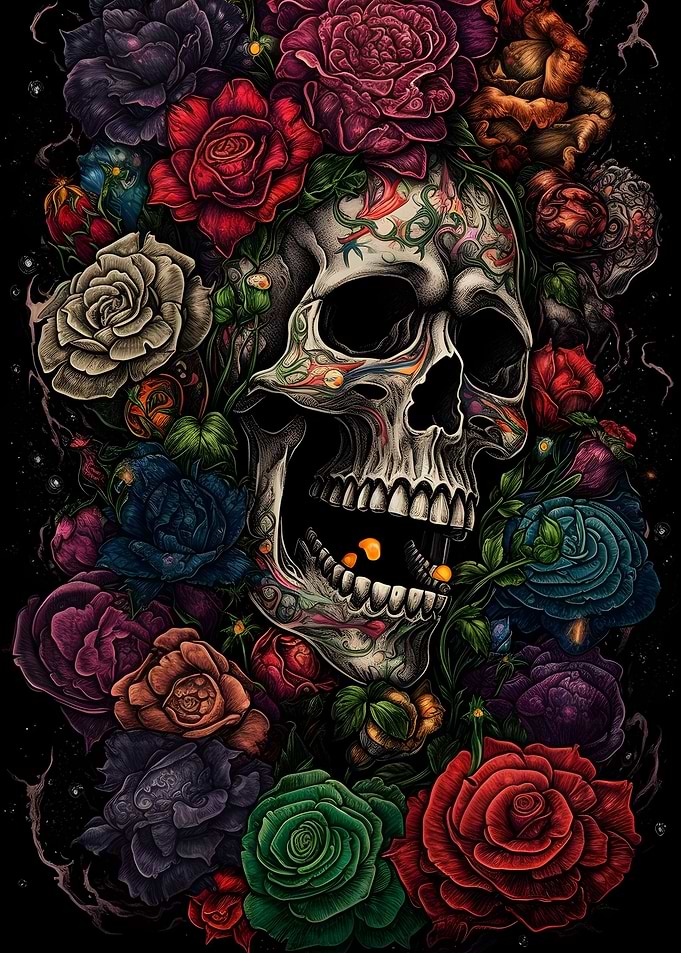 Skull and Roses Skull Rose