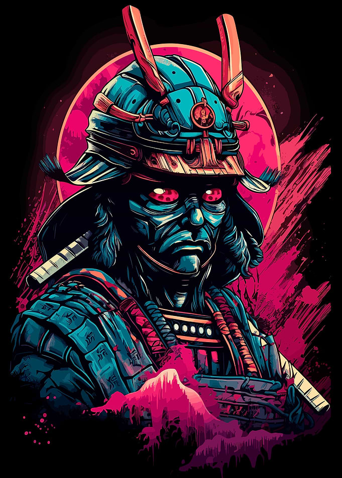 samurai synth wave mask