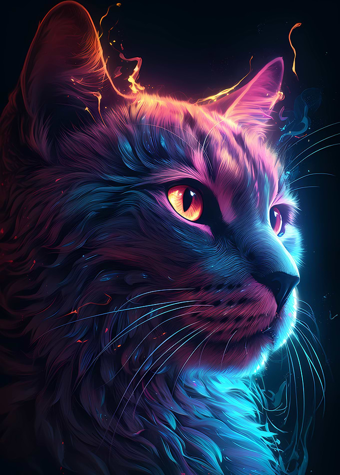 Colorful Neon Cat