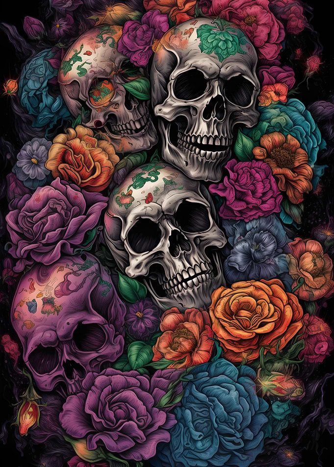 Skull and Roses Skull Rose