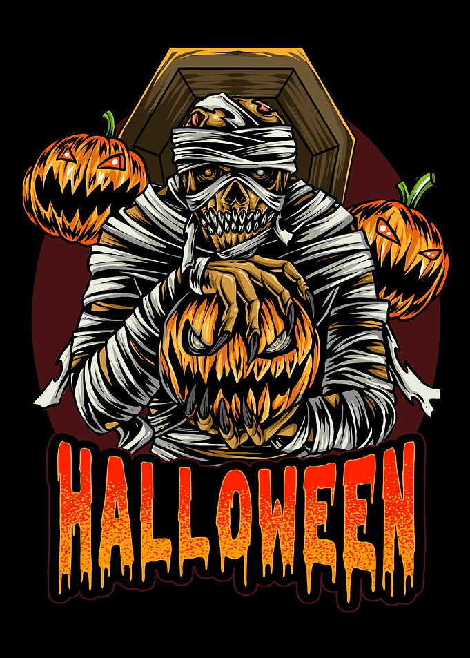 Mummy holding Halloween