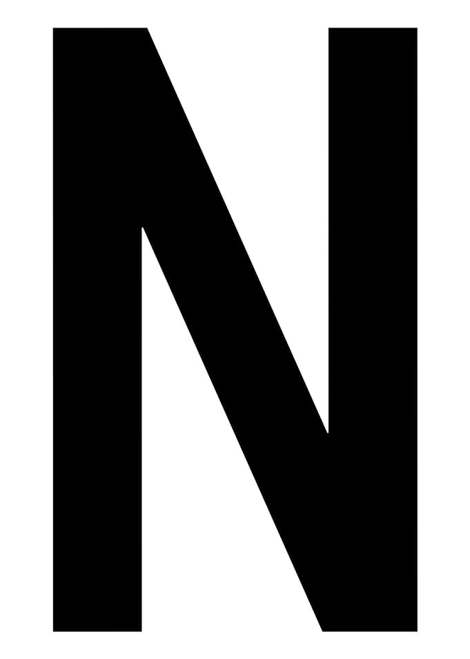Letter N in black