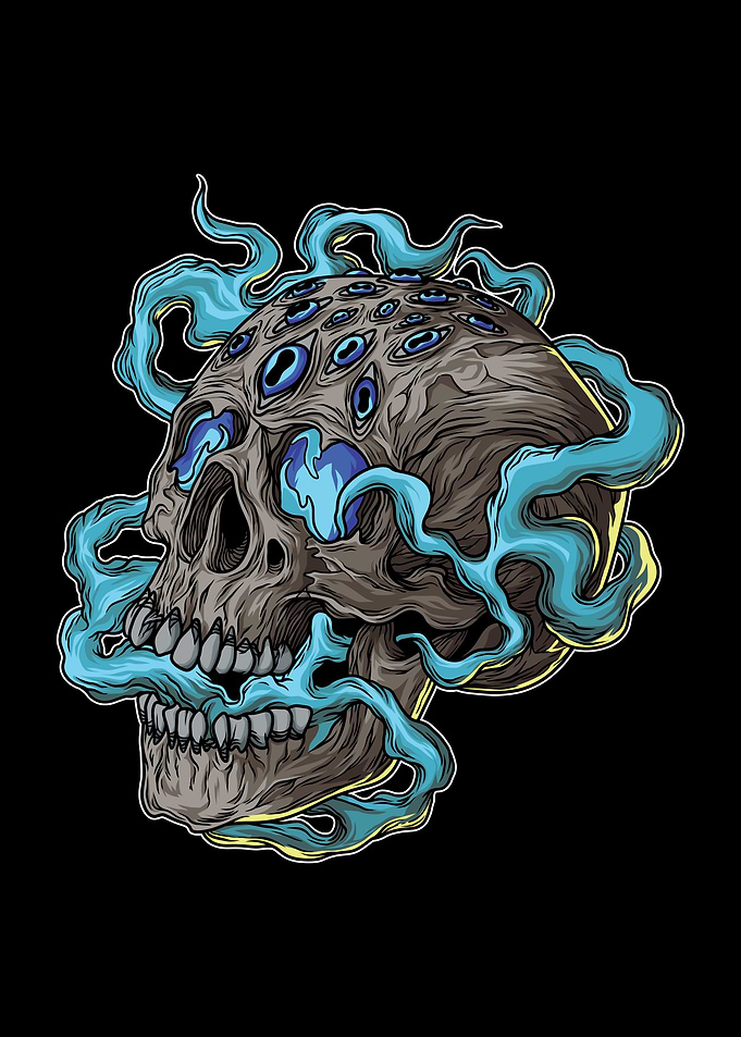 Skull Squid Blue Eyes