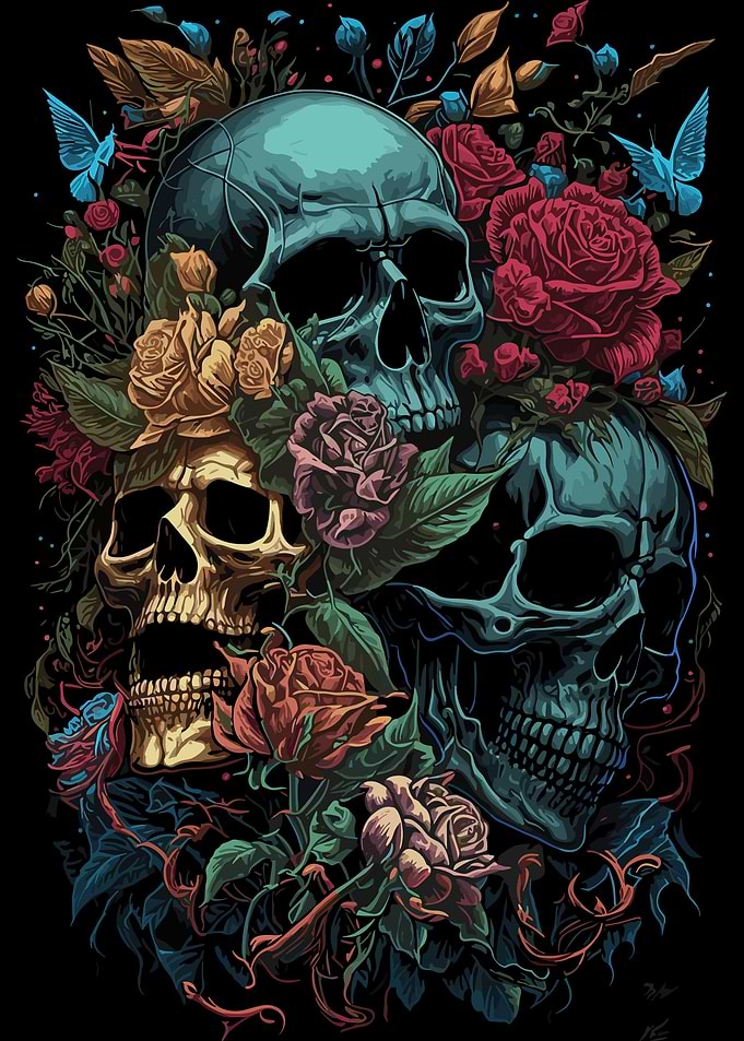 Skull and Roses Skull Rose