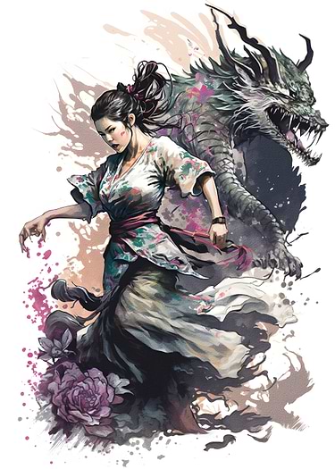 Dragon and girls