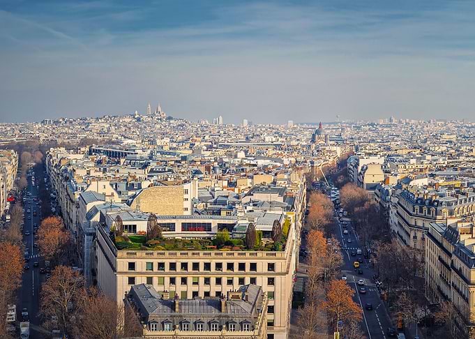 Aerial Paris cityscape