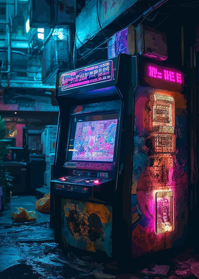 Cyberpunk Arcade Gaming