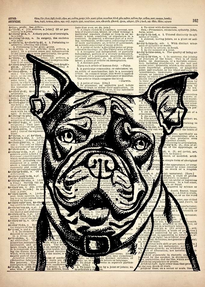 DOG ART ON DICTIONARY