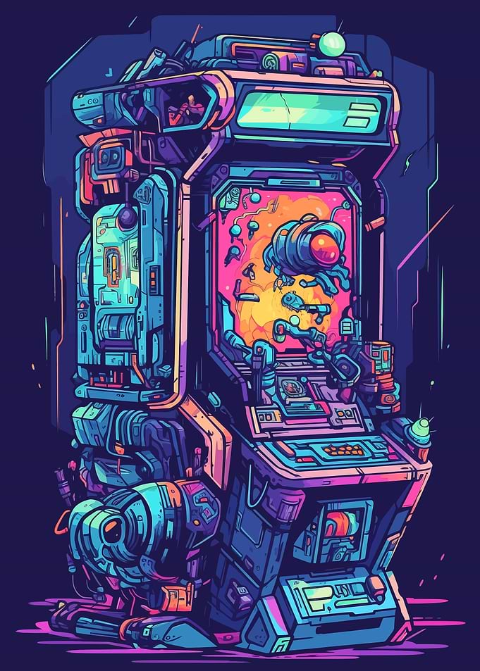 Cyberpunk Arcade Gaming