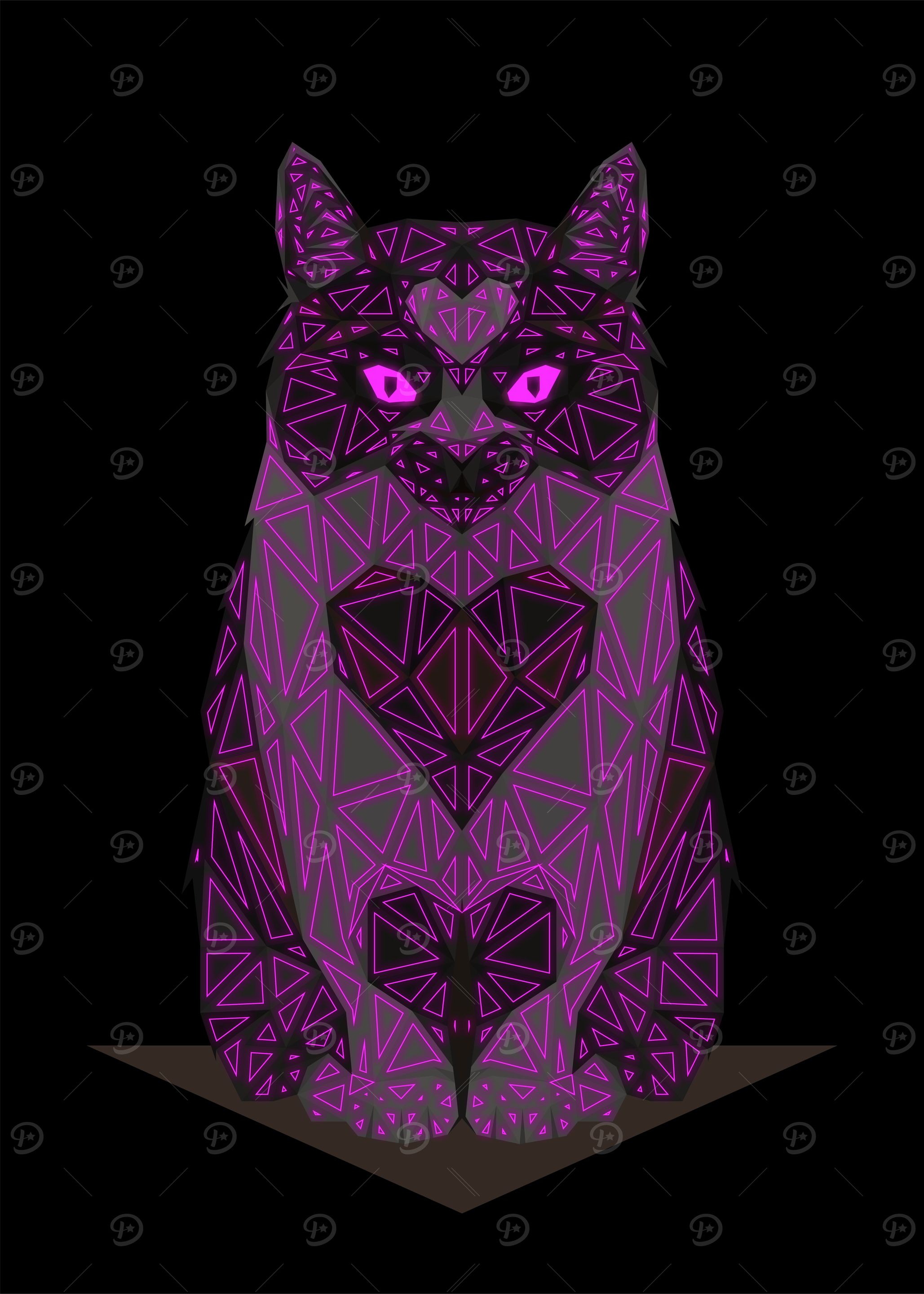 Cat Lowpoly Neon