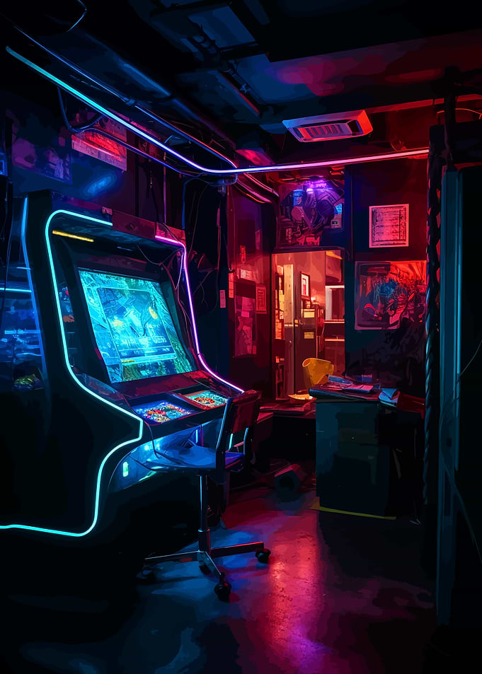 Cyberpunk Arcade Gaming