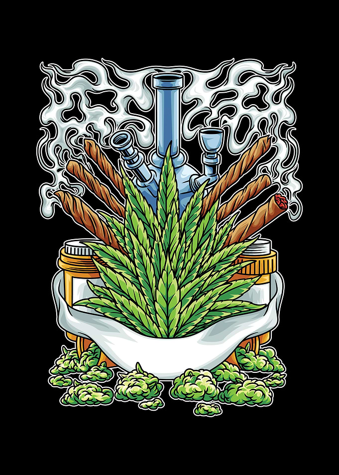 Weeds Bong Illustration