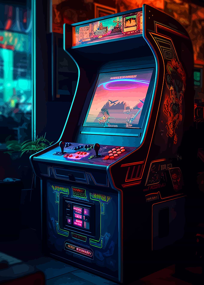 Cyberpunk Arcade Gaming