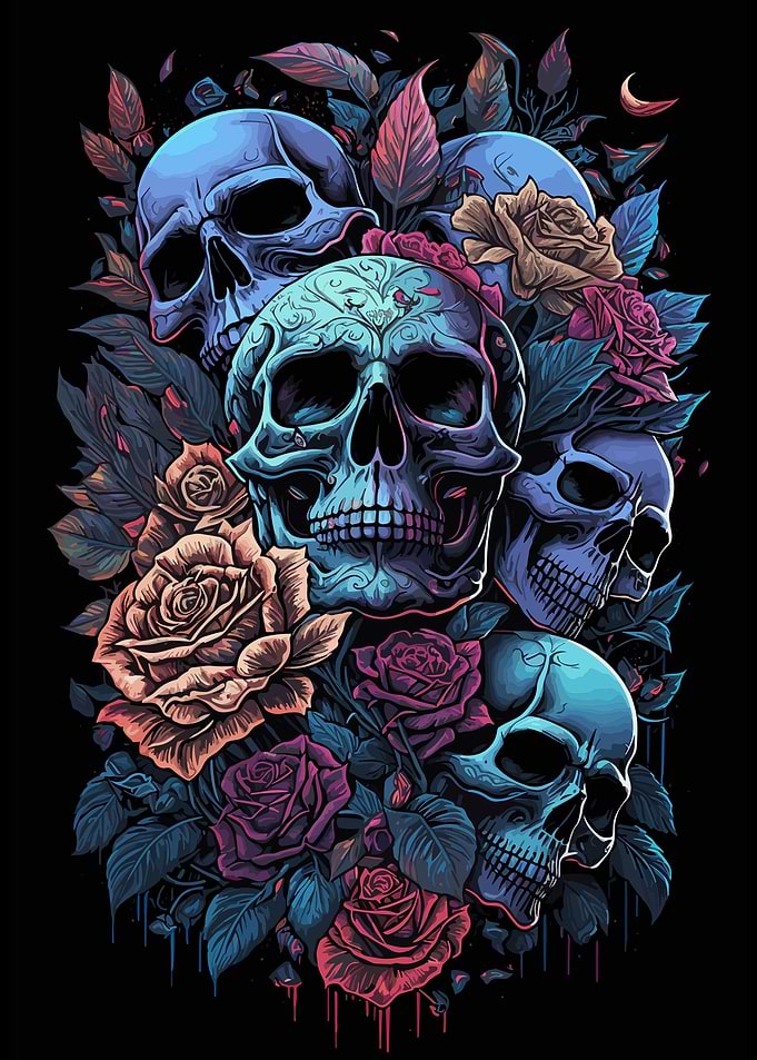 Skull and Roses Skull Rose