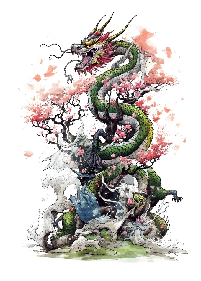 Dragon In cherryblossoms