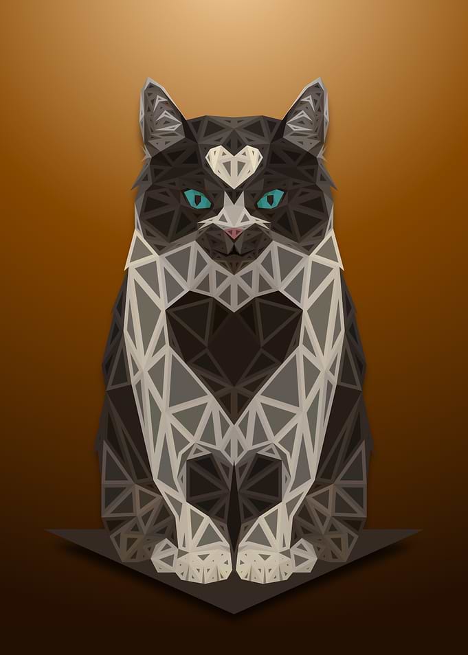 Cat Lowpoly Engraved