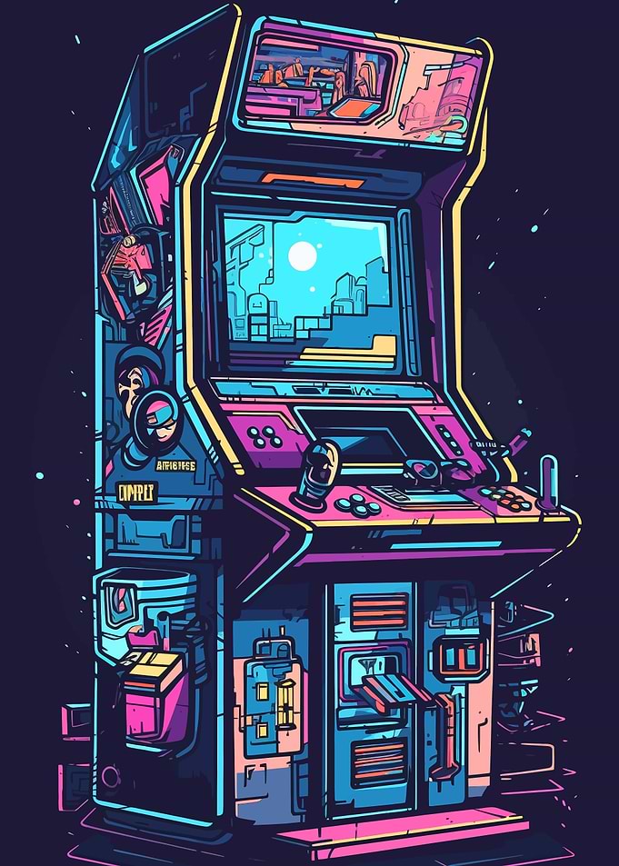 Cyberpunk Arcade Gaming