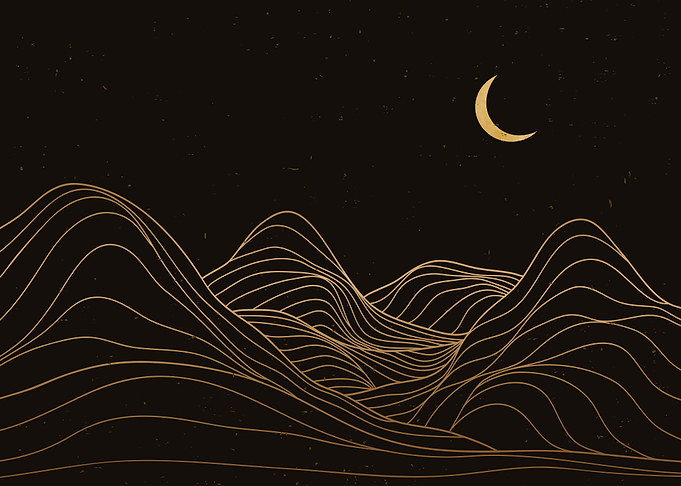 Mountain desert line art