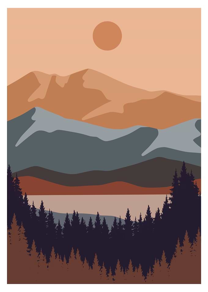 Modern Landscape With Sun
