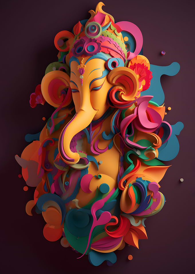 Ganesha god of art paper