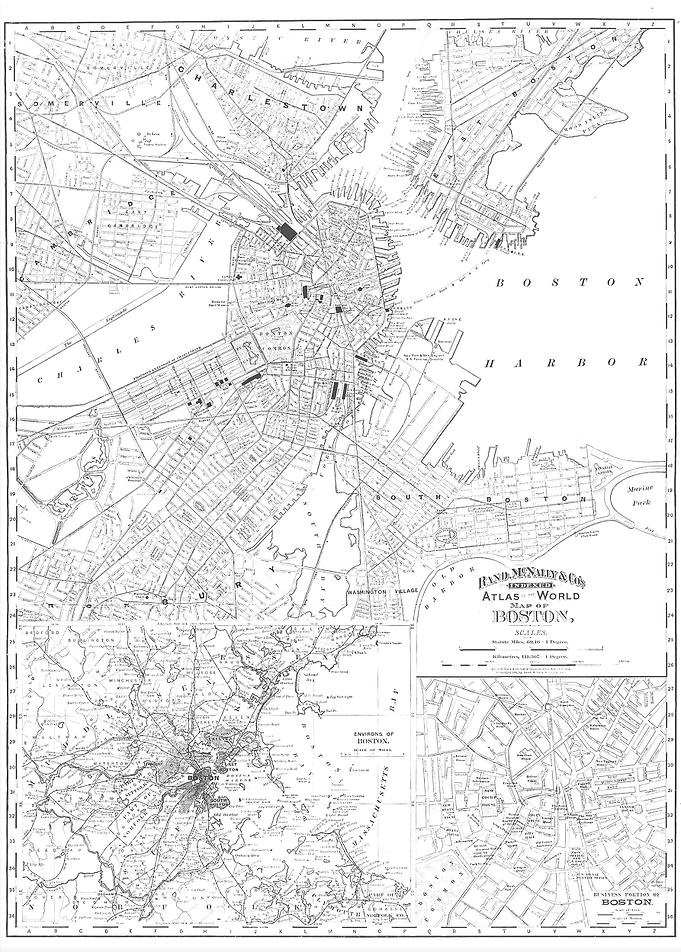 Boston white vintage map